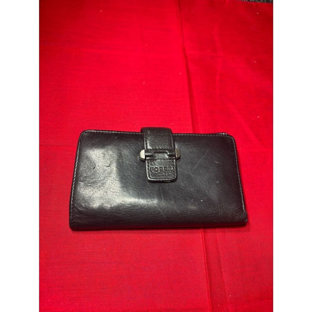Fossil Black Leather Snap Wallet EPC